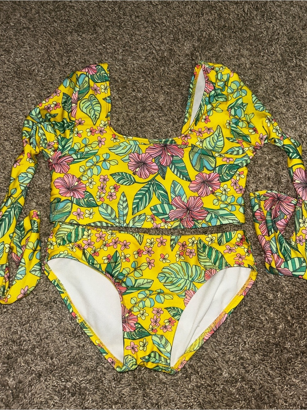 art class Yellow Tropical Floral Two-Piece Swimsuit